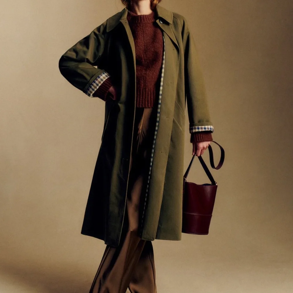 Sezane Clyde Coat Dark Khaki - Size 4 - Picture 7 of 10